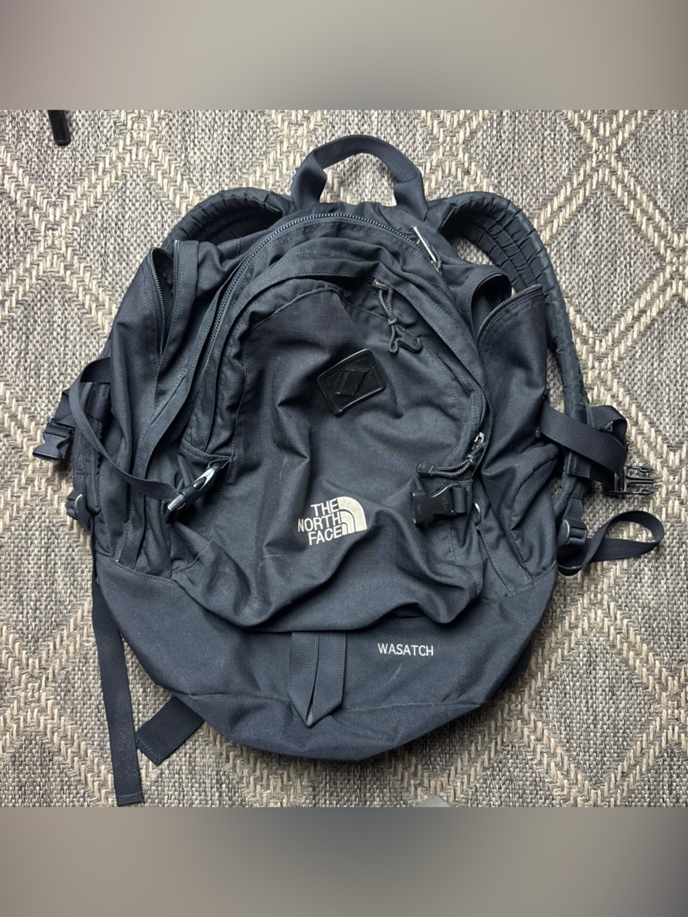 VTG The North Face Wasatch Black Outdoor Hiking Travel Backpack